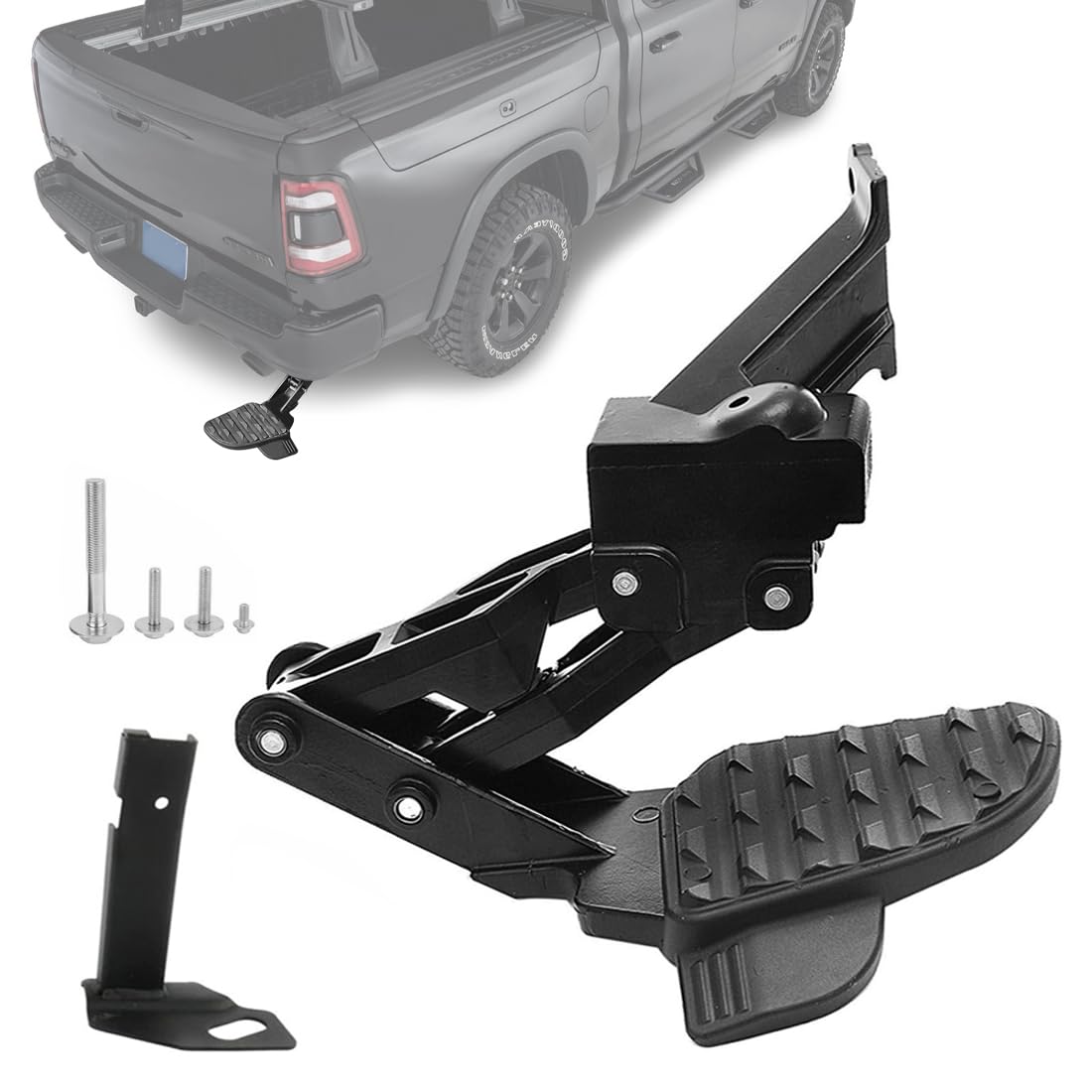 Photo 1 of Rear Bed Step for Dodge Ram 2500 3500 (2019-2024) – Retractable Bumper Tailgate Step, OEM Replacement 82215842AH 82215842AD