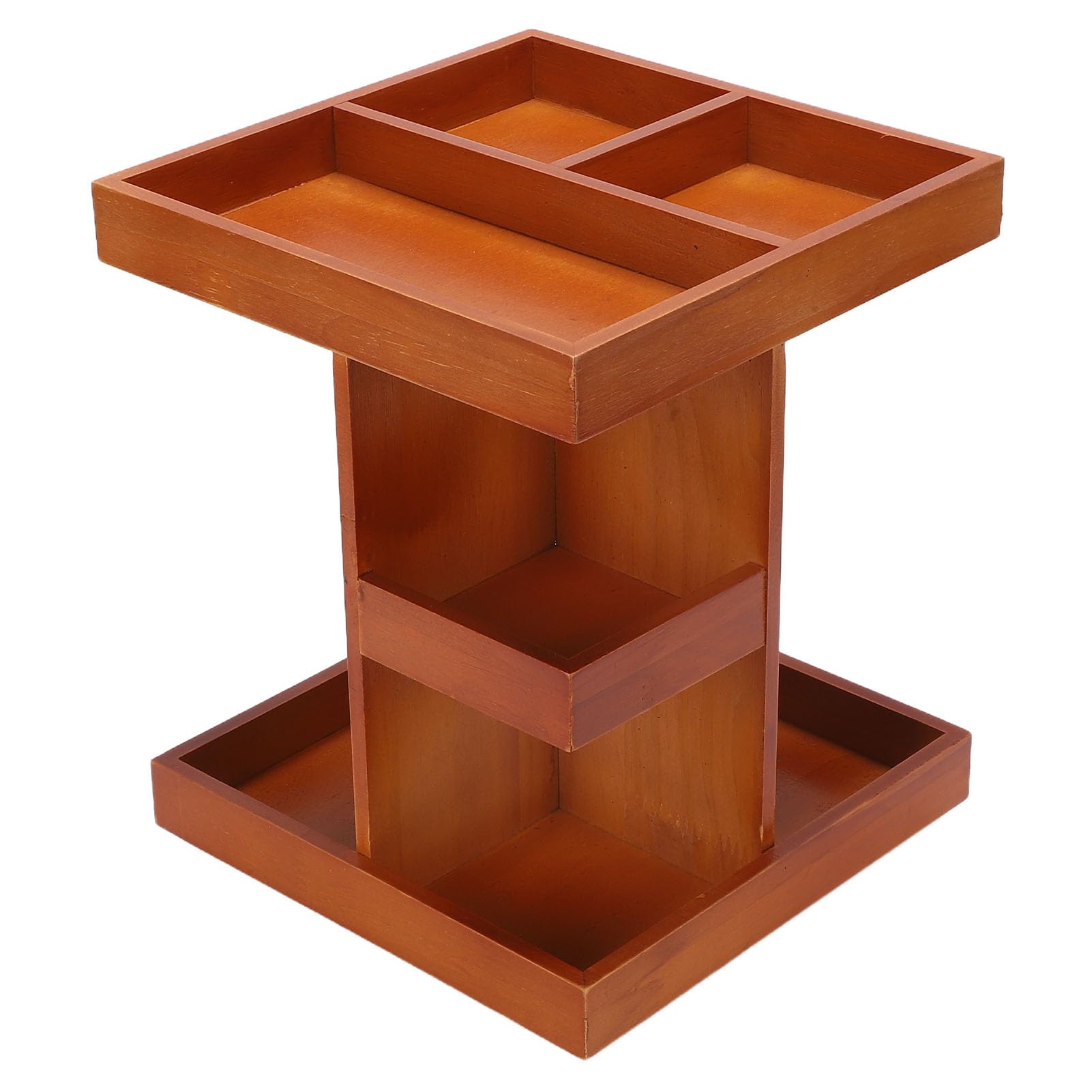 Organizer per Trucchi in Legno Girevole a 360 Gradi con Scomparti Multipli per Esposizione di Profumi Cosmetici, Scaffale da Scrivania per Ufficio Pulito in Camera da Letto