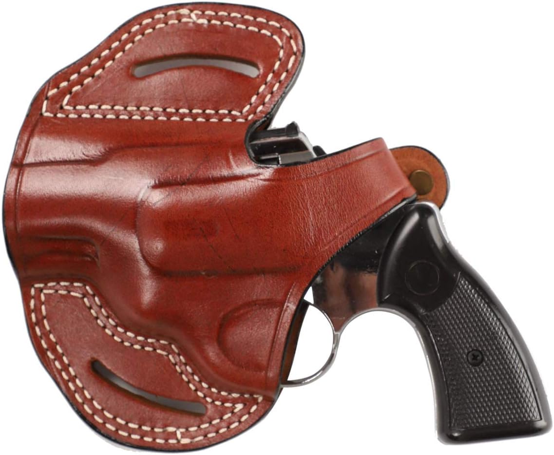 Holster Premium Leather Thumb Break Belt Holster 2 inch for Revolver Colt Lawman MK III Right-Left Hand Black-Brown