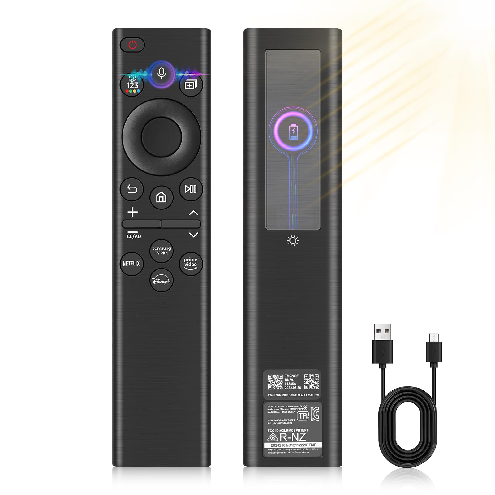 BN59-01385A Solar Voice Remote Replacement for Samsung-TV-Remote Control with Bluetooth Rechargeable Solar Charging, Works with All Frame Neo LED