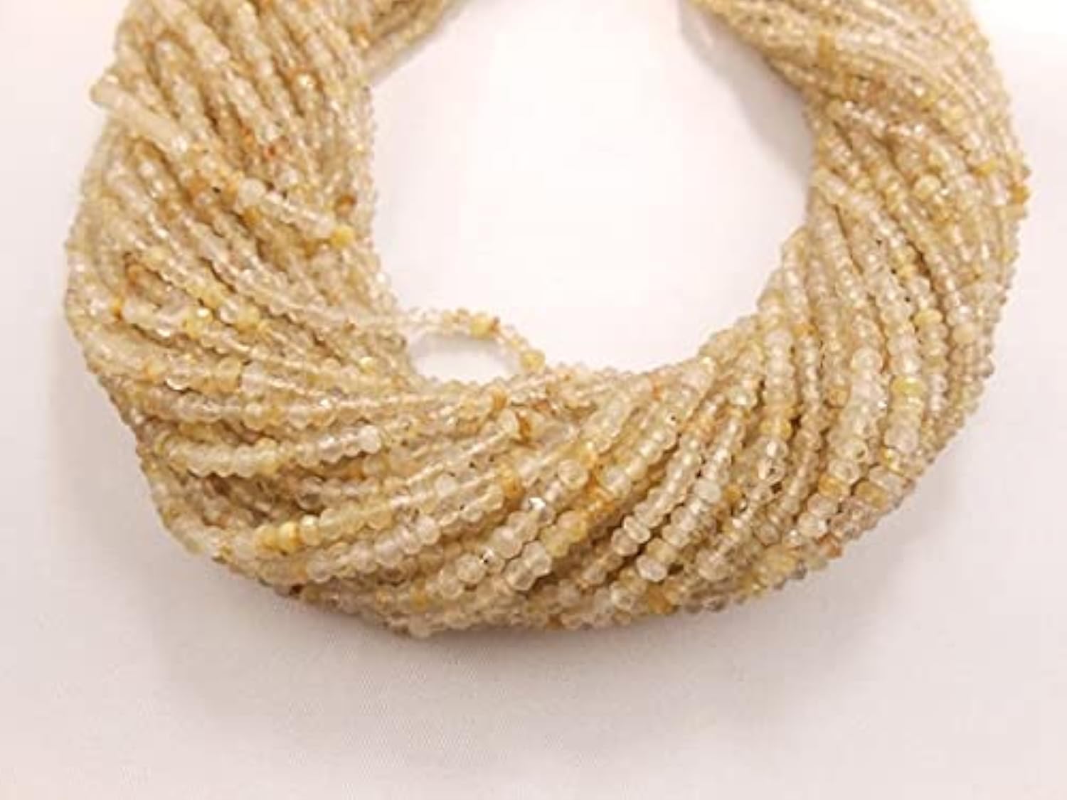 Quartz rutilé doré naturel facetté en perles rondelles de 3mm pour création de bijoux uniques