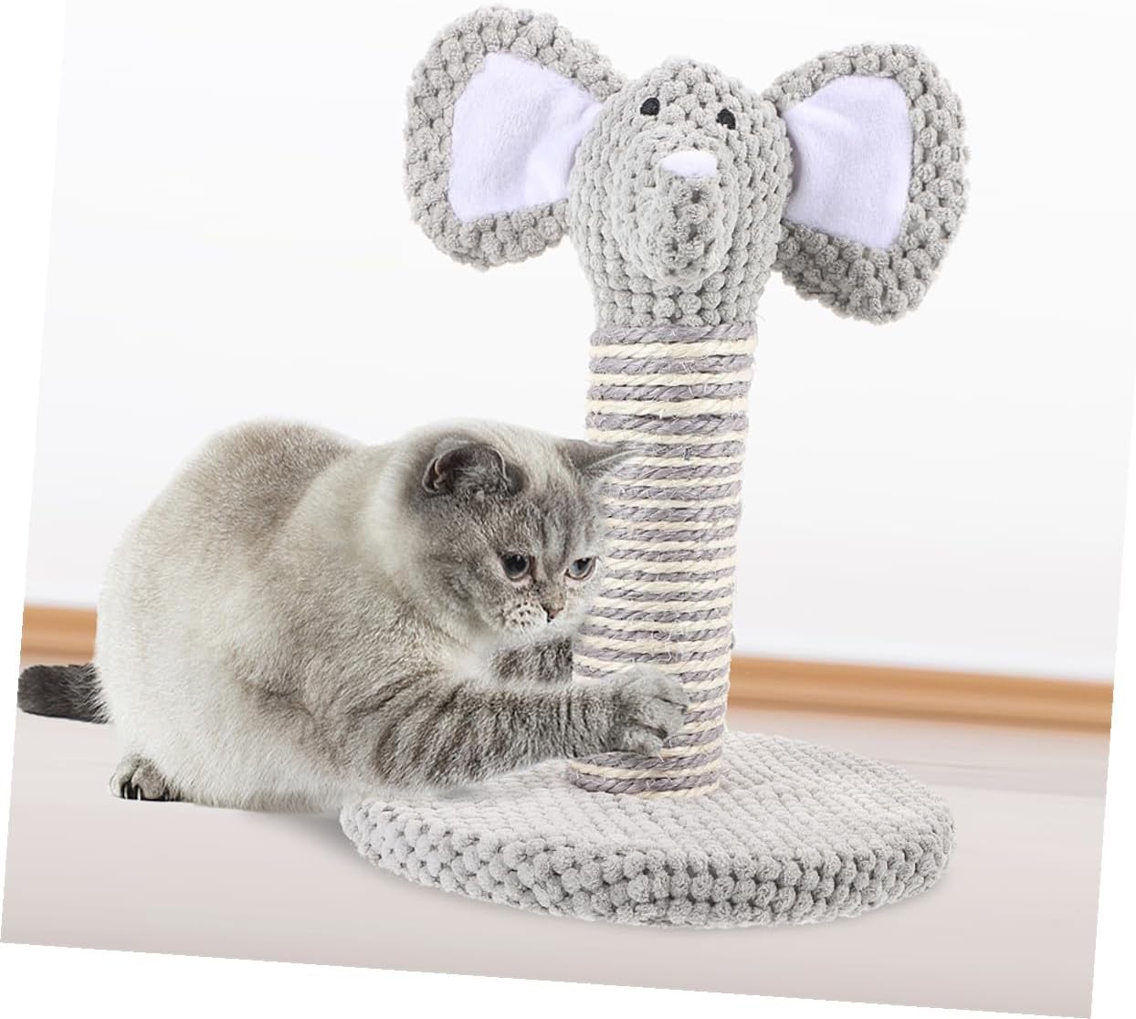 TEHAUX 2pcs Cat Scratching Post Elephant Zebra Design Indoor Vertical Kitten Climber Sisal Scratcher for Small Cats
