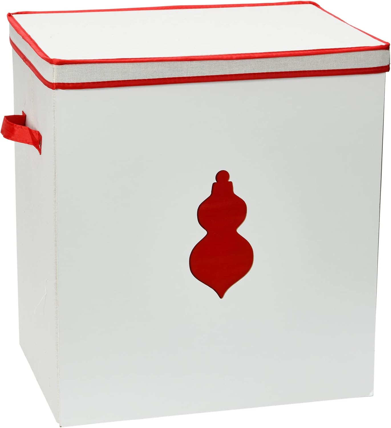 Household Essentials Ornament Storage Chest with 48 Pockets, Red