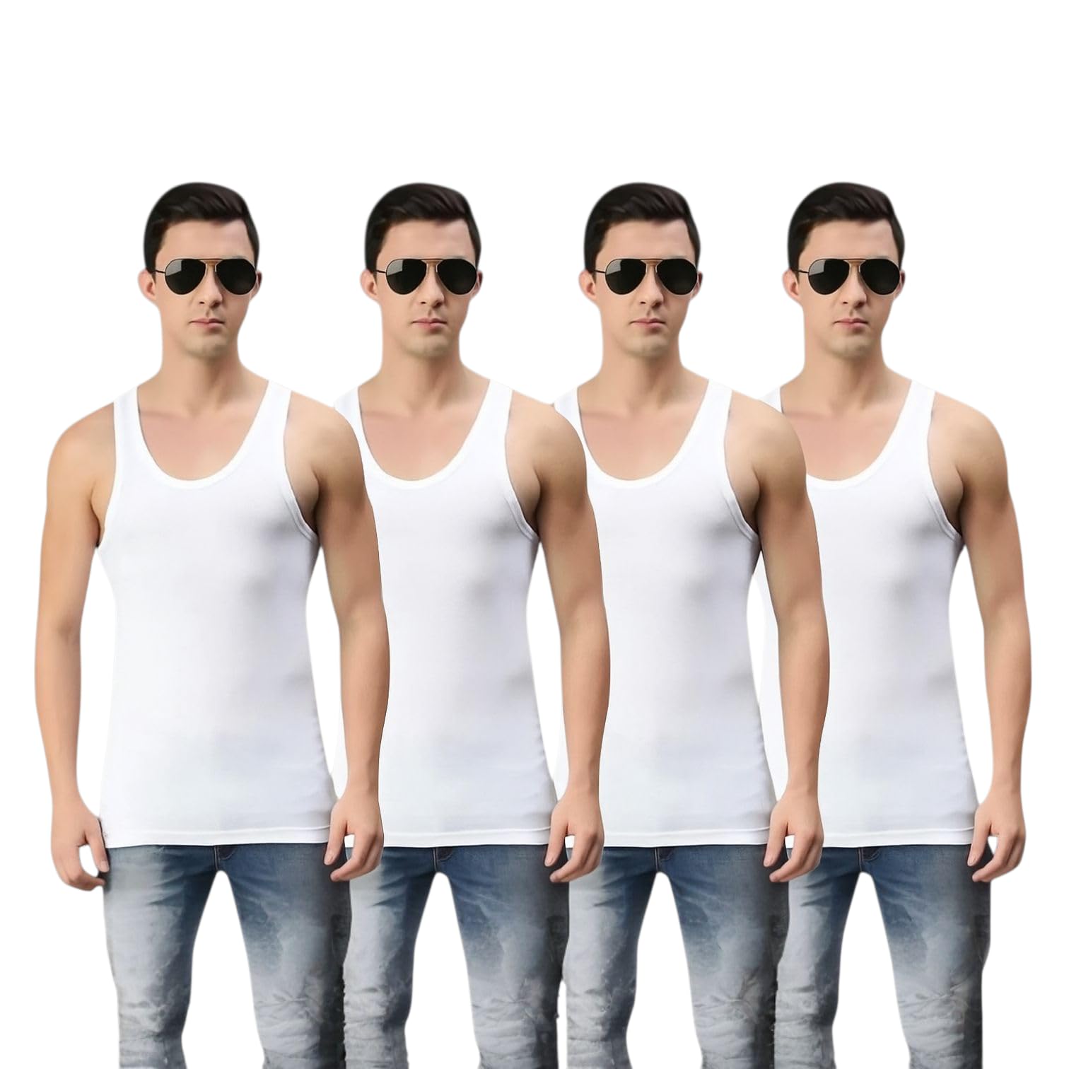 s'embian 100% Combed Cotton Men's Sleeveless Vest Pack of 4 Pcs-picture-27