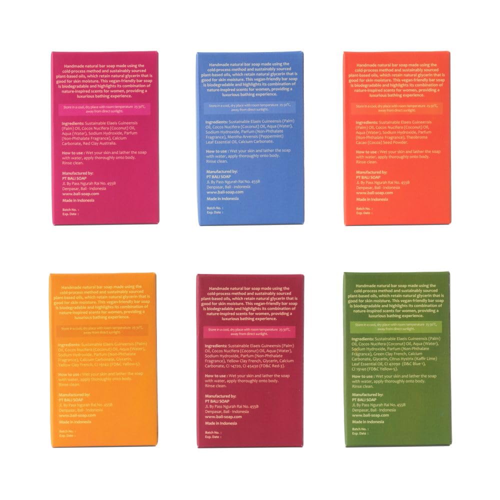 Bali Soap - Collezione Donna - Sapone Naturale da Donna - Sapone da Donna per Viso e Corpo - Confezione da 6 saponi