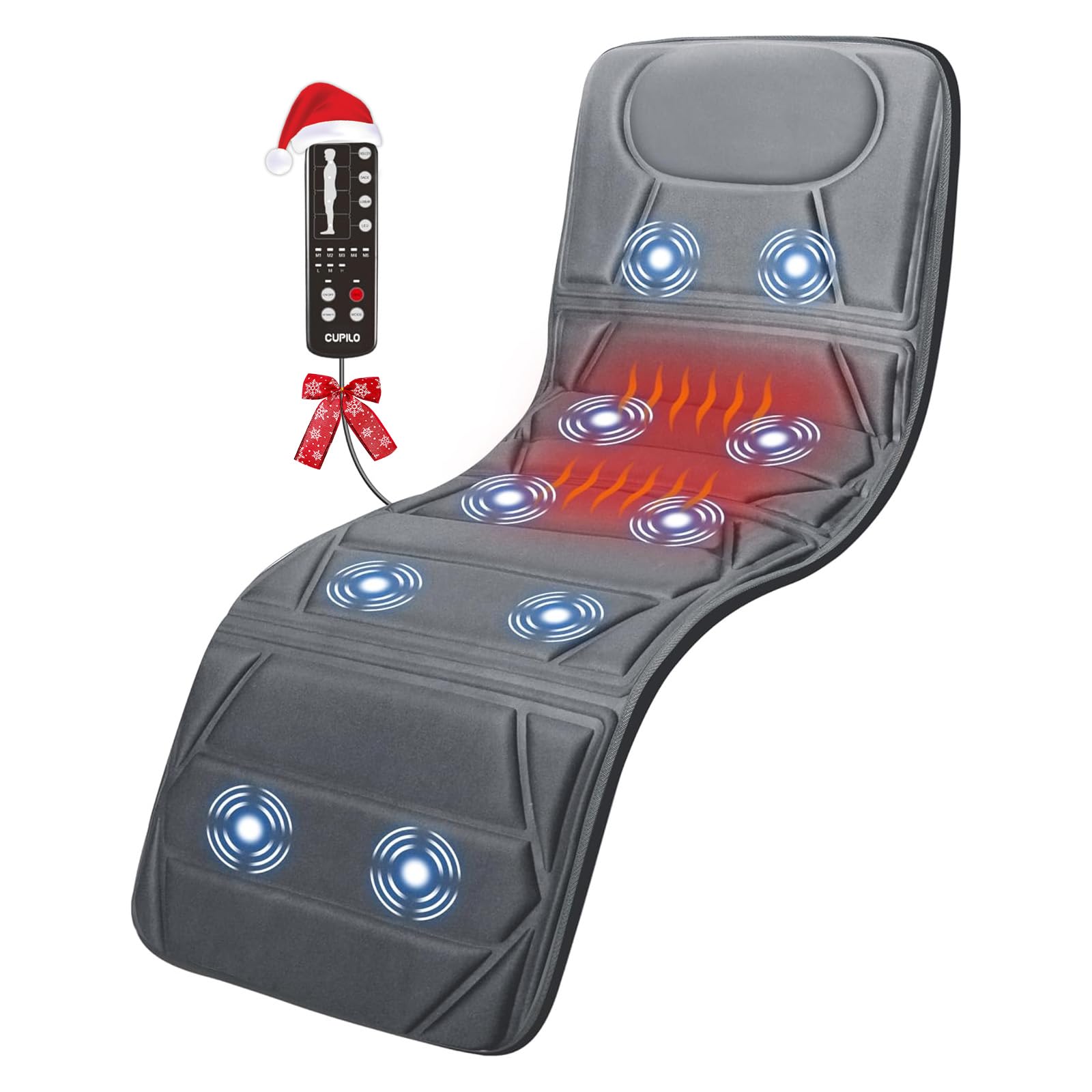Massager Pad, Full Body Massager Mat for Back Pain Relief, 10 Vibration Motors & 5 Massage Modes Back Massager with Heat, Gift for Mon Woman Dad Man