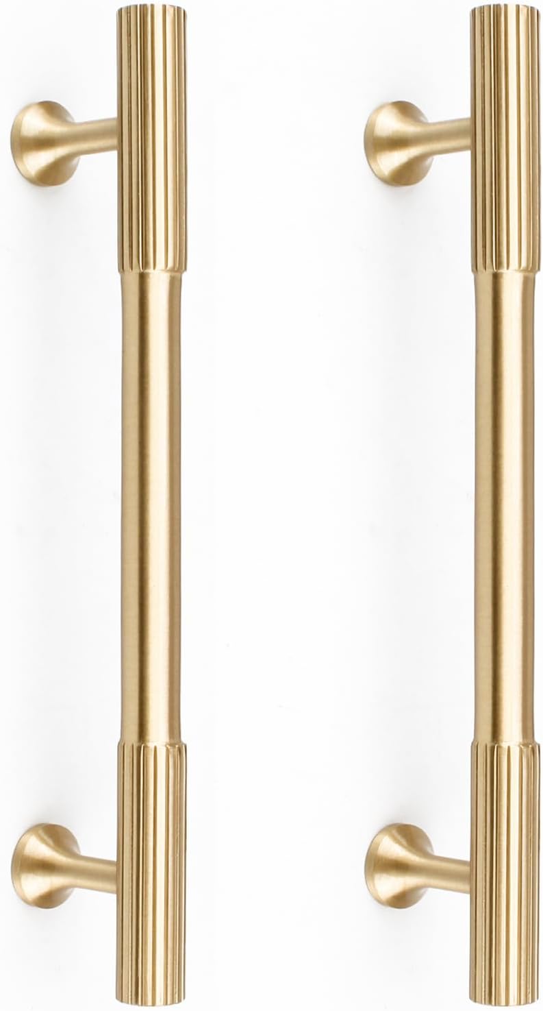 BWRMHME 2 Pack Solid Brass Pulls, 5" Inch (128mm) Hole Centers