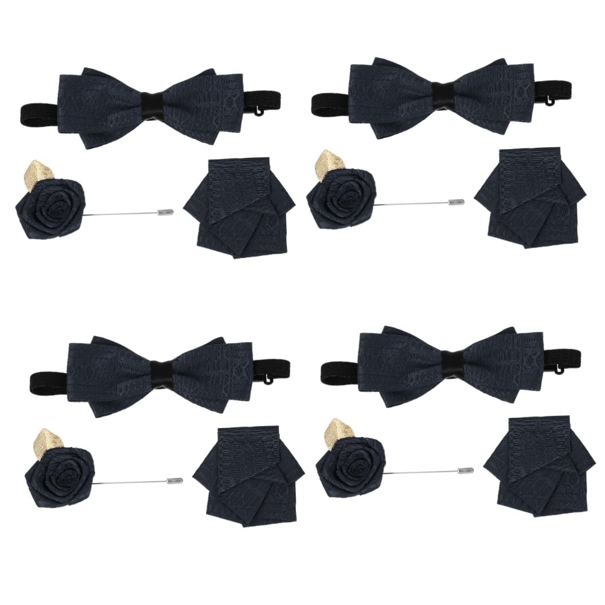 GALPADA 4 Juegos ramillete de pajarita pañuelos para hombres lazos de los padrinos de boda ritual gemelos pin de solapa para hombre para trajes traje de bolsillo cuadrados para hombres