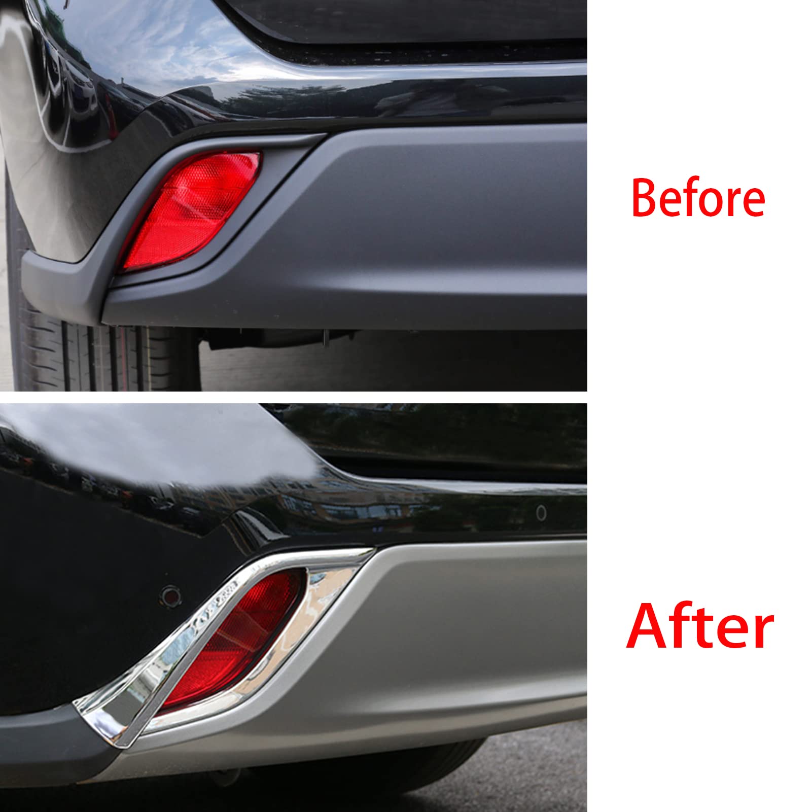 Tocatus for Toyota Highlander 2020 2021 2022 2023 2024 2025 Rear Bumper Fog Light Cover Trim Exterior Accessories, ABS Chrome 2pcs