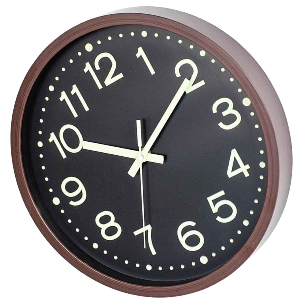 Horloge murale ronde silencieuse et lumineuse avec chiffres arabes pour décoration
