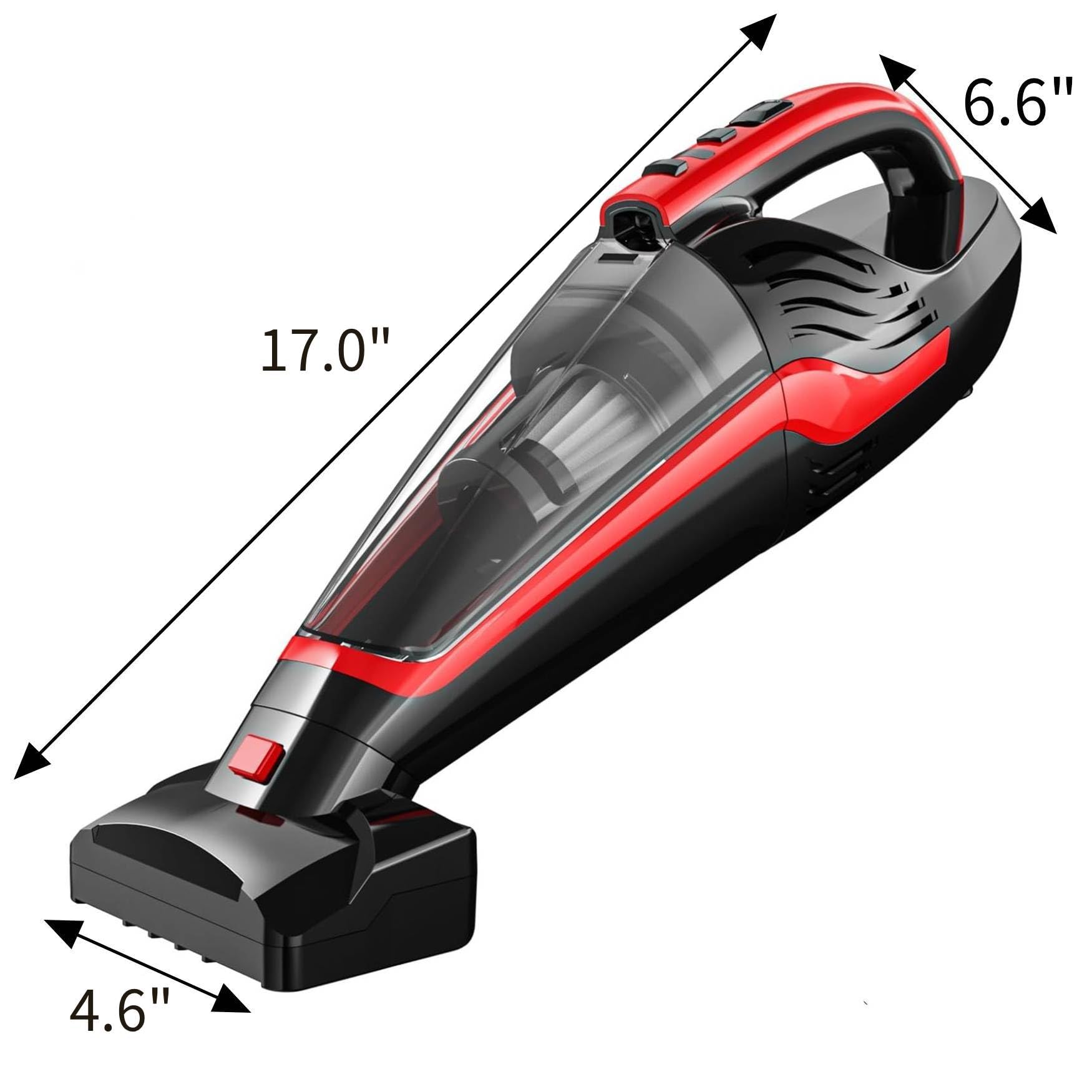 Pet Hair Handheld Vacuum Cordless, Car Vacuum Rechargeable with Reusable Filters, Motorized Brush and Multi-Accessories for Carpet, Couch & Stairs, Red, 17.0"X 4.6"X 6.6" - image 8