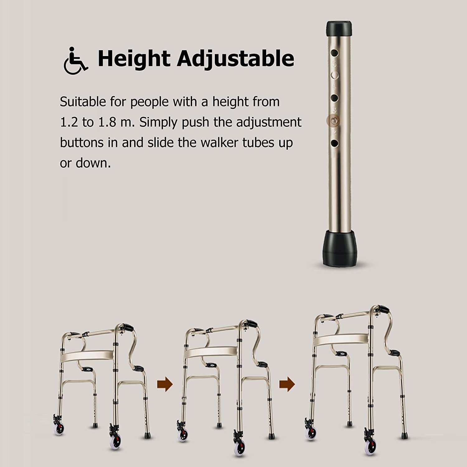 Andador Plegable con un Solo Clic con 2 Ruedas para Adultos y Personas Mayores, Andador médico 2 en 1, Andador Todo Terreno, soporta hasta 330 Libras (Andador Azul) (Andador Gris+Asiento)
