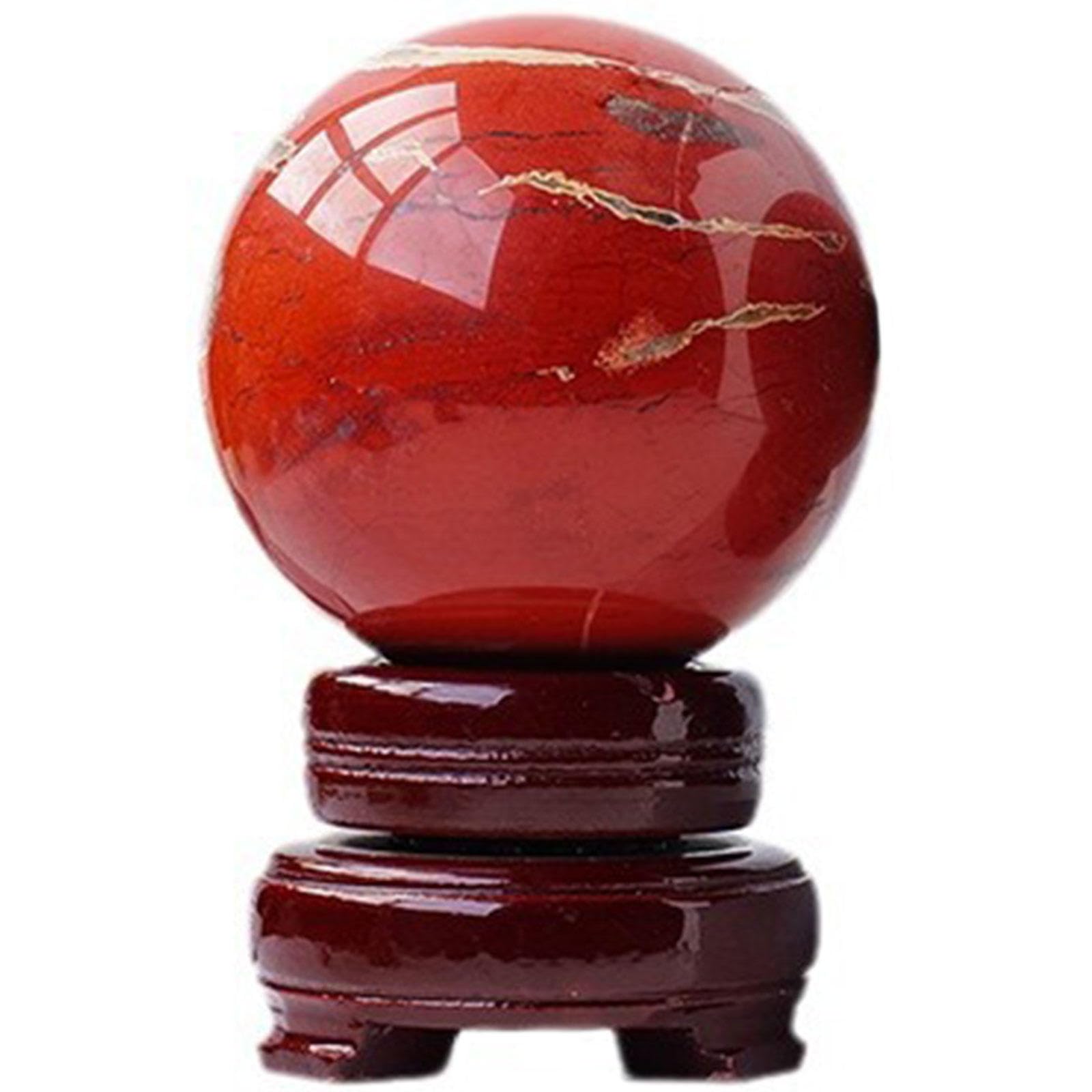 Ylquxeuv One Color Red Jasper Crystal Ball Ornaments Raw Stone Polished Seven Star Array Home Decoration,Dia.2.8in