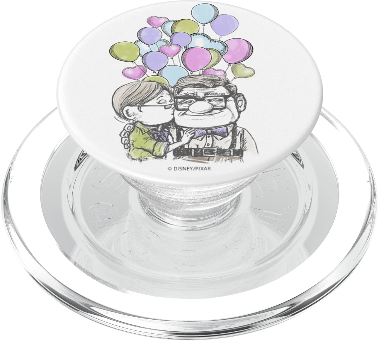 Disney Pixar Up Carl Ellie Kiss With Balloons PopSockets MagSafe PopGrip for iPhone