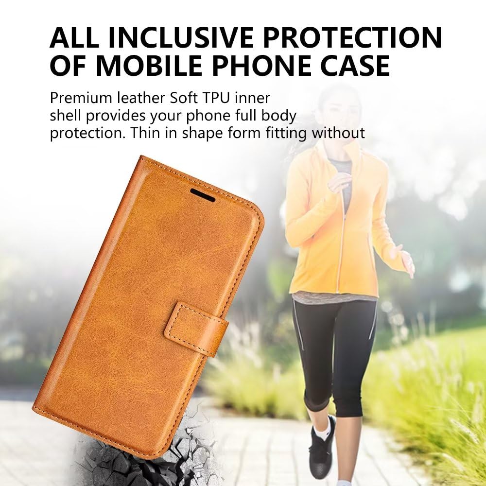 YKNIUFLY Funda Para Realme Narzo 50A, Carcasa De Billetera De Cuero PU De Primera Calidad, Ranuras Para Tarjetas, Fundas Case Para Realme Narzo 50A.(Marrón Claro