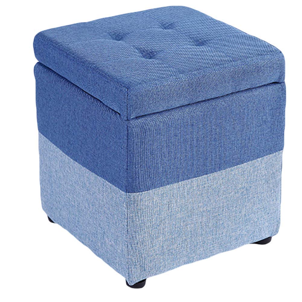 Repose-Pieds en Lin avec Rangement Ottoman Cube 40x40x40cm