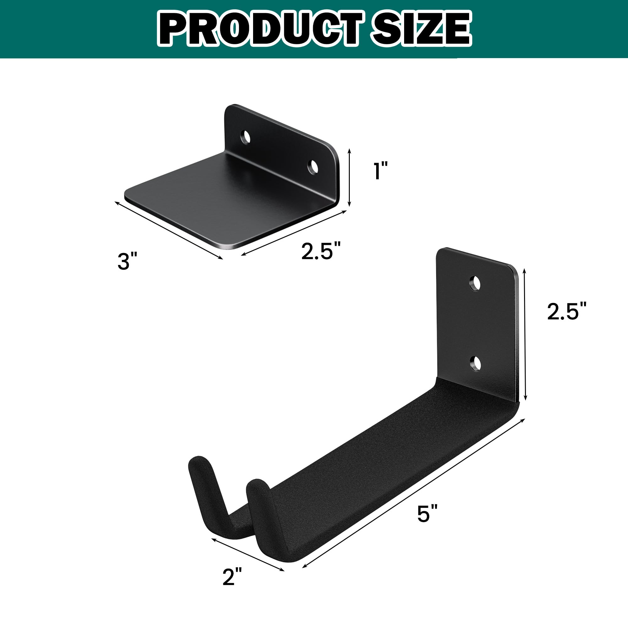 EVERHANGER Lot de 2 supports muraux pour pédales de vélo, porte-vélos de garage, crochets horizontaux, peut supporter jusqu'à 31,8 kg