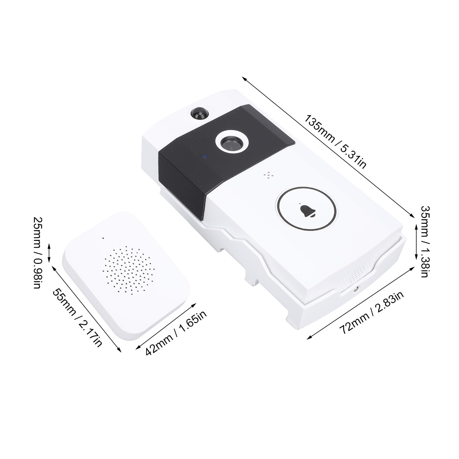 Timbre inteligente con cámara HD gran angular de 2 vías, sonido en vivo, video visual, 2.4 GHz, WiFi
