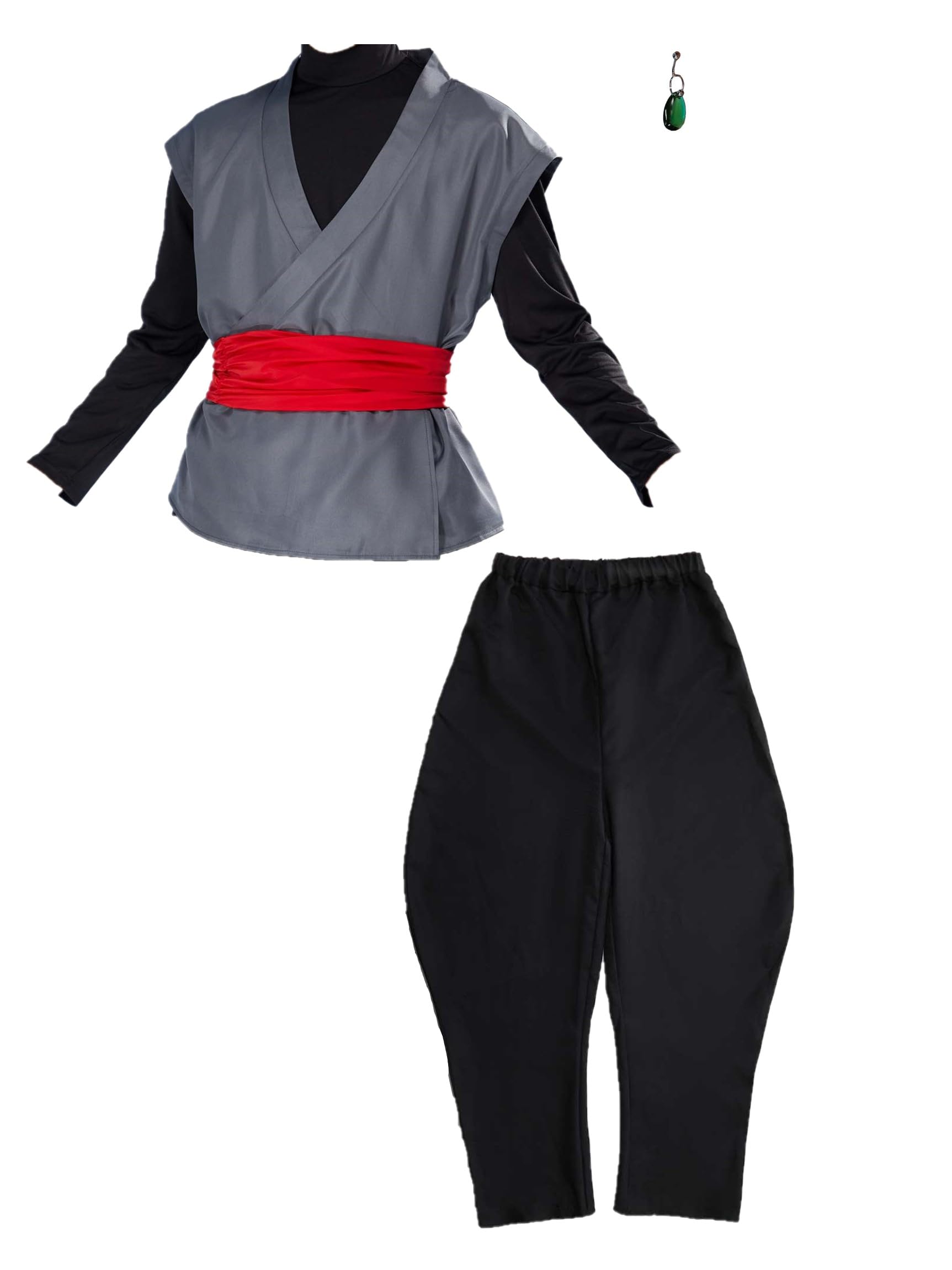 Coskidz haikyuu Men's Kung Fu Suit With Earing Anime Black Cosplay Costume Halloween