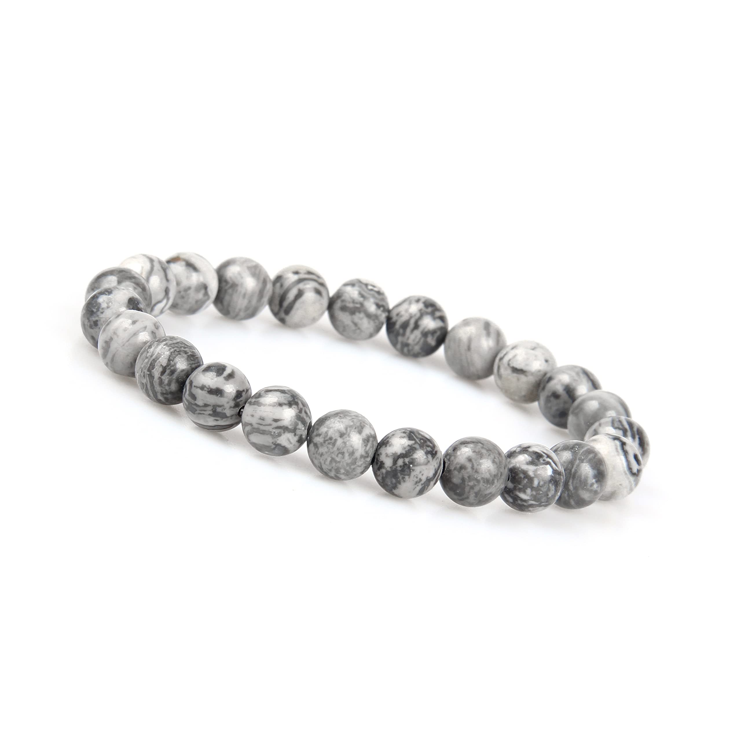 GD GOOD.designs Chakra Perlenarmband aus 8 mm Meeressediment Jaspis Natursteinen (grau)