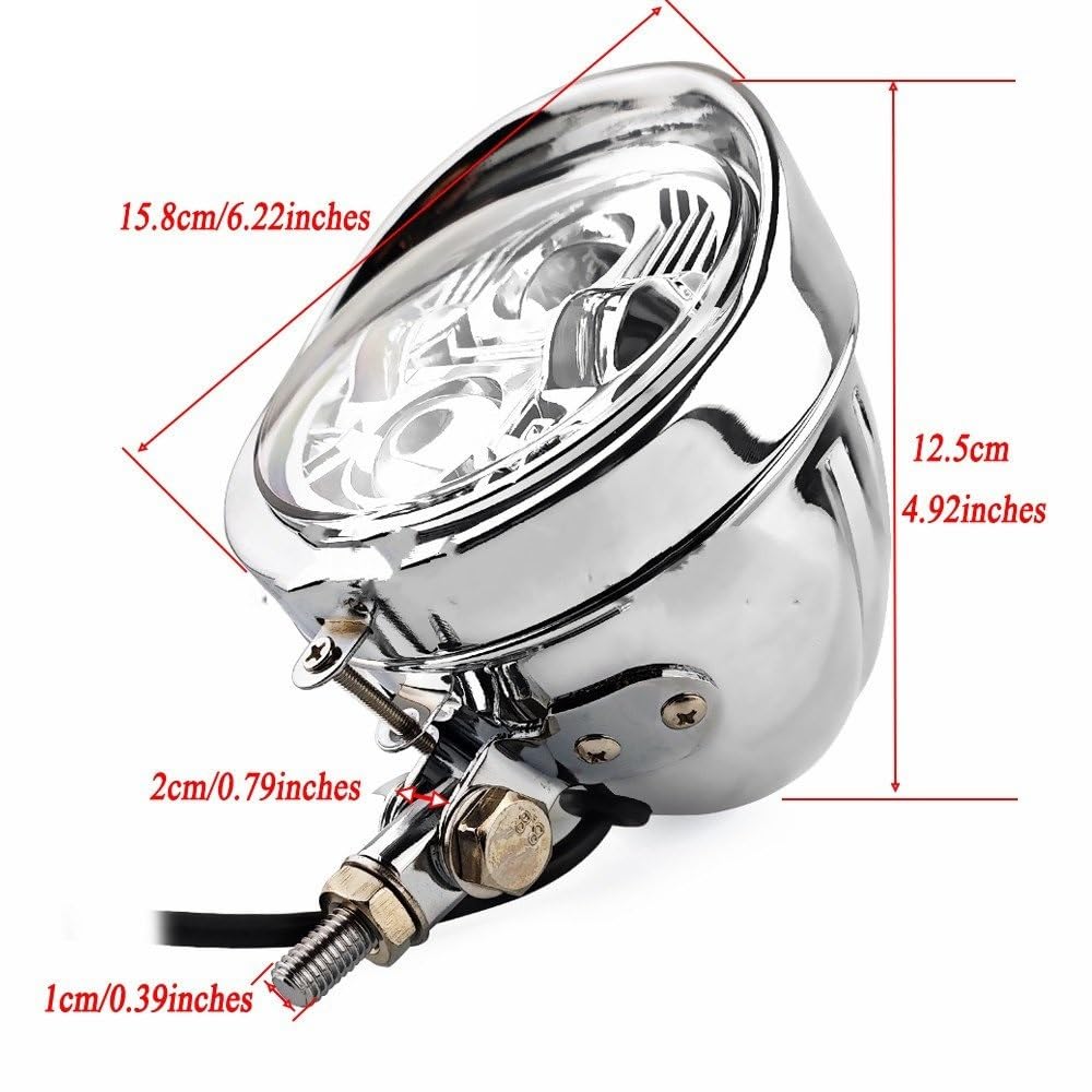 Phares de moto à LED Phare de moto Convient pour Harley Softail Chopper BobberLED moto personnalisé Vintage 4.5 "phare LED Spot lampe éclairage(6pcs black)