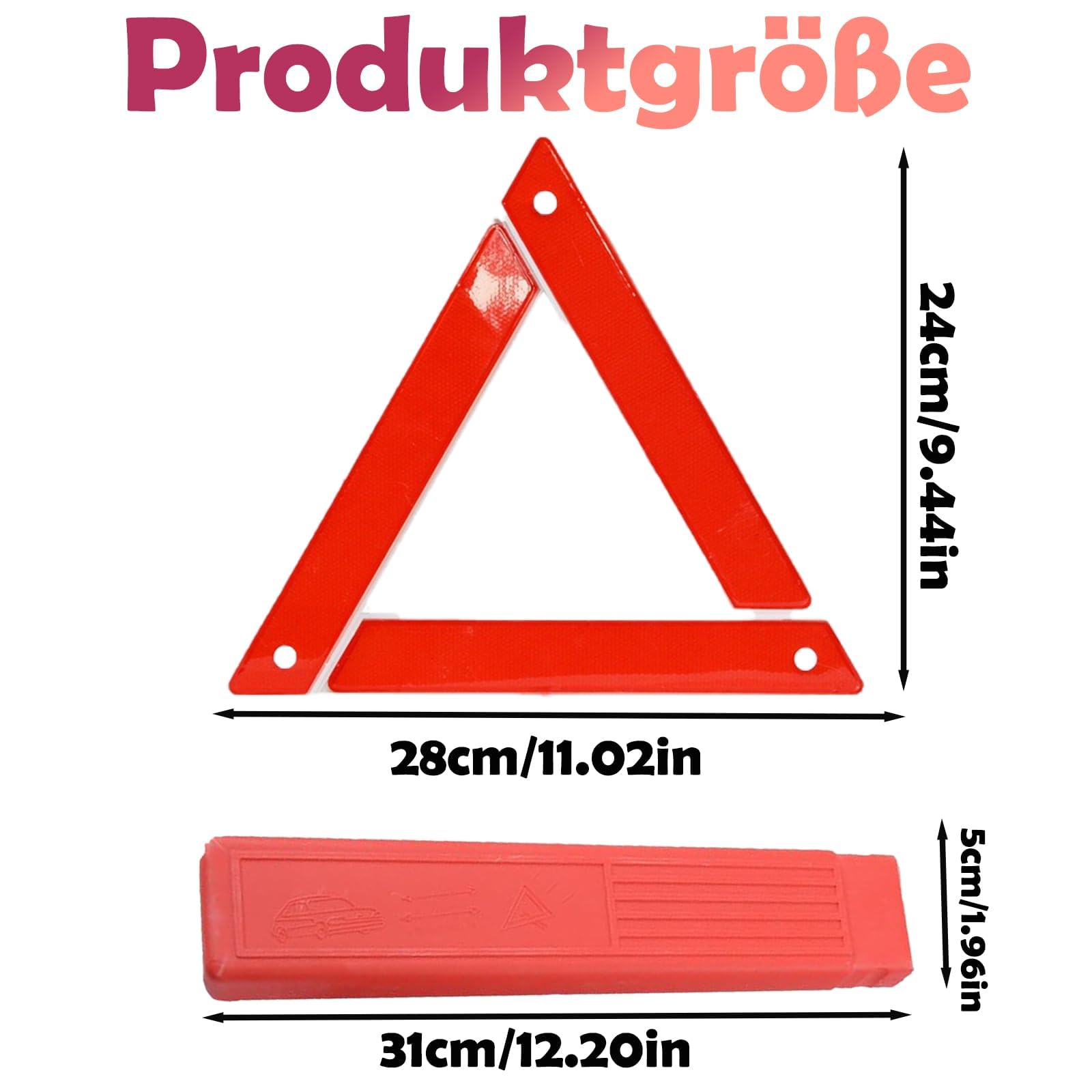 Triangolo Di Segnalazione Pieghevole Per Auto - Riflettente, 43x43x43 Cm | Conforme ECE | Per Emergenze Stradali | Con Custodia - Foto 5