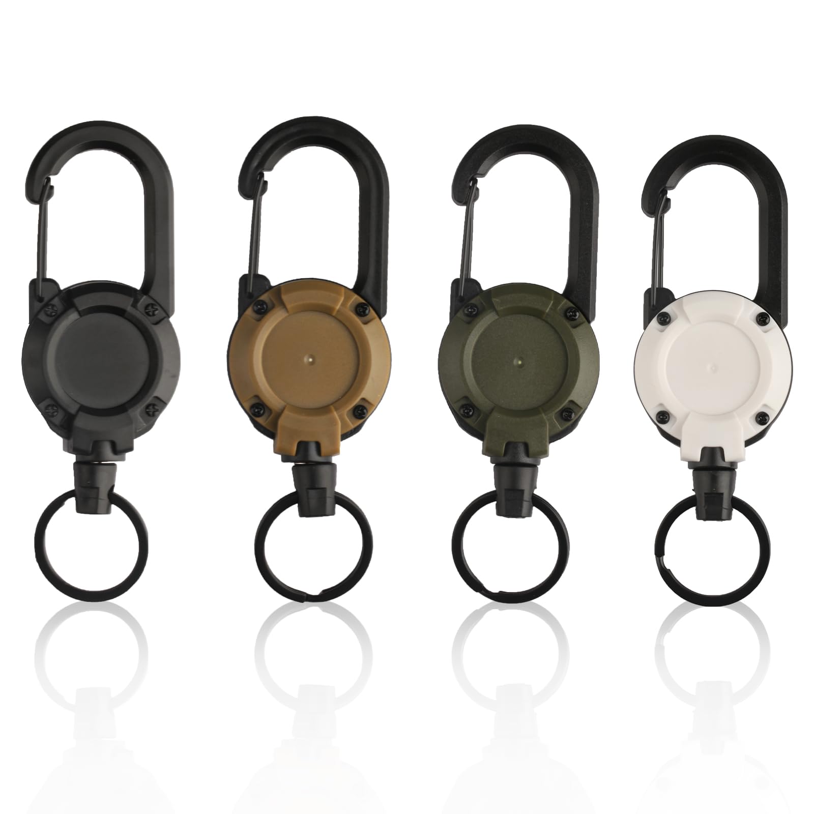 4 Piezas Llavero Extensibles Cuerda de Acero Extensible Cordón Cordón de Aceros Llavero Retráctil para Tirar con Cuerda de Alambre de Acero de 65 cm para Titular de la Tarjeta de Identificaci