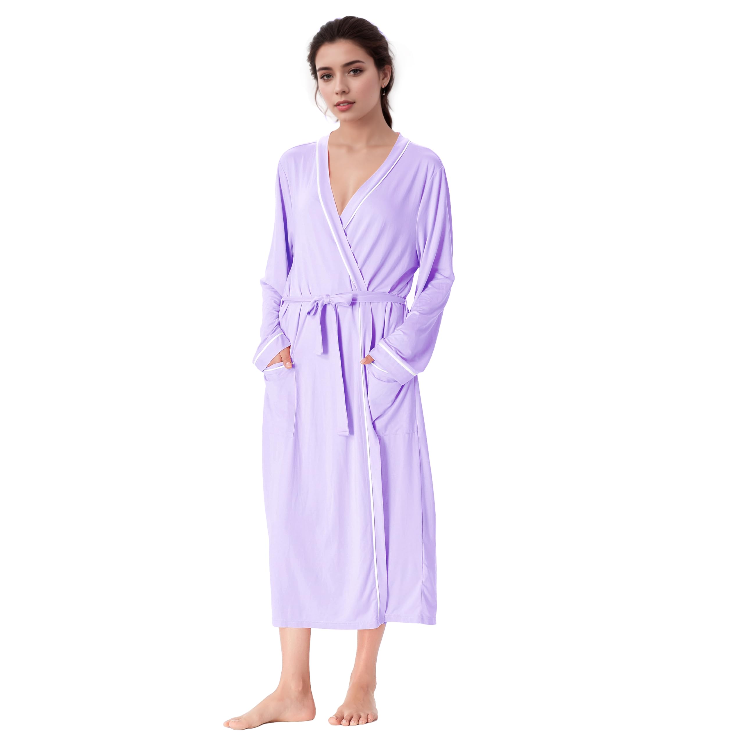 Catalonia Lightweight Ladies Bathrobe, Long Summer Robe with Pockets,Soft Summer Robes for Women, Kimono Gift for Her