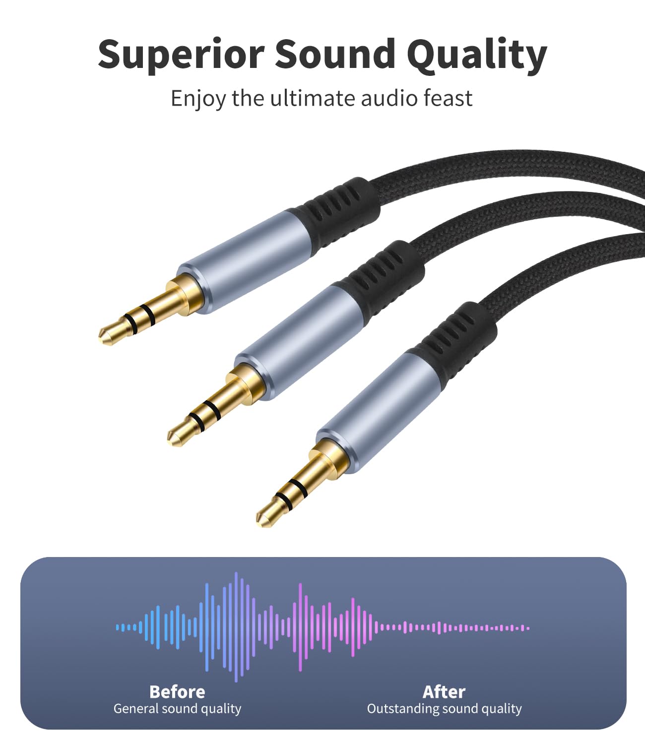Cable divisor estéreo TRS de 1/8 pulgadas de 6.6 pies, negro, macho a doble macho, cable de audio estéreo divisor en Y de 3.5 mm, para altavoces, auriculares, teléfono celular, PC, portátil, perfecto