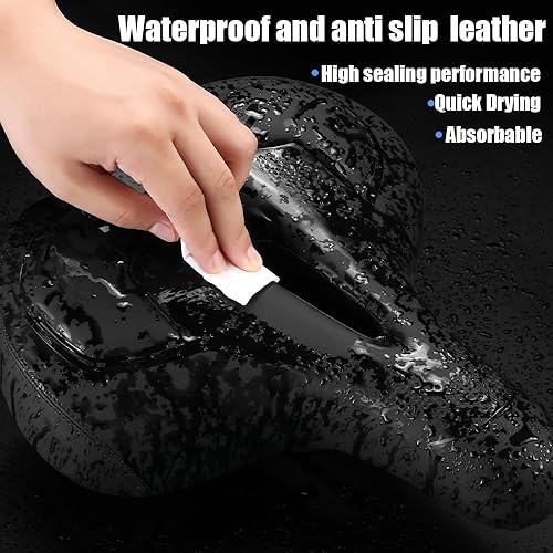 Miniatura 6 de Cómodo sillín de bicicleta de gel, ancho, acolchado de espuma viscoelástica, ajuste universal para hombres y mujeres, asiento de bicicleta