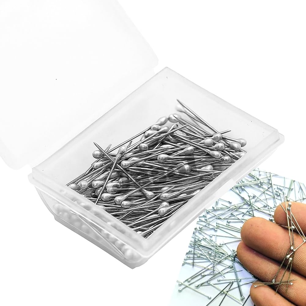 Sewing Head Pins 2.5cm – Pack of 300 with Plastic Storage Box – Stainless Steel Straight Pins for Dressmaking, Fine Satin, Fabric Sewing, Crafts & Jewelry Making – Rust-Resistant Tailoring Tools-image-39