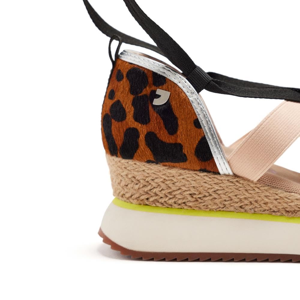 Zapatillas Abiertas Piel Leopardo Y CUÑA Rafia Ludlow