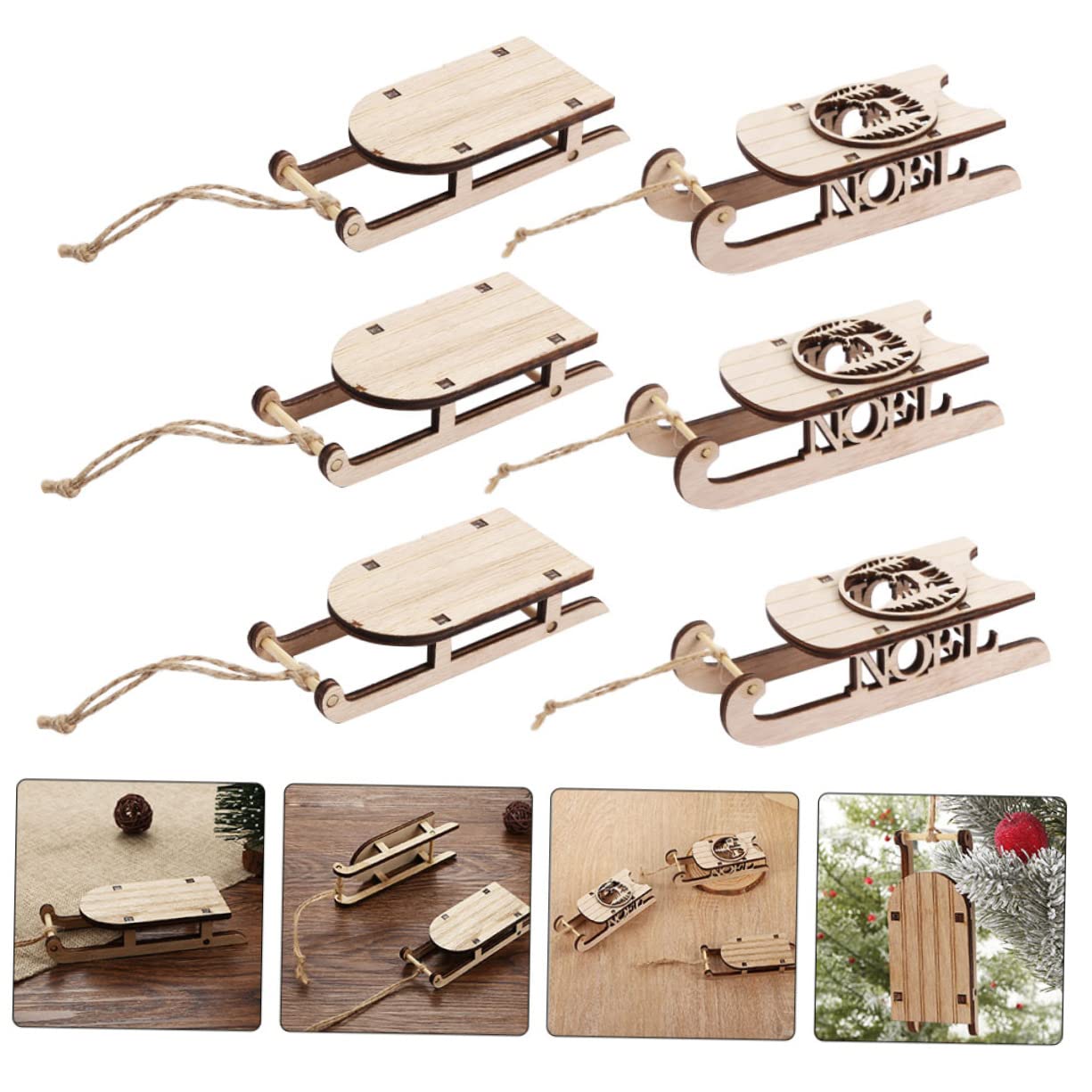 SEWACC 24pièces Décorations De Traîneau Non Peintes Pour Noël Découpes à Suspendre Pour Ornements De Sapin De Noël