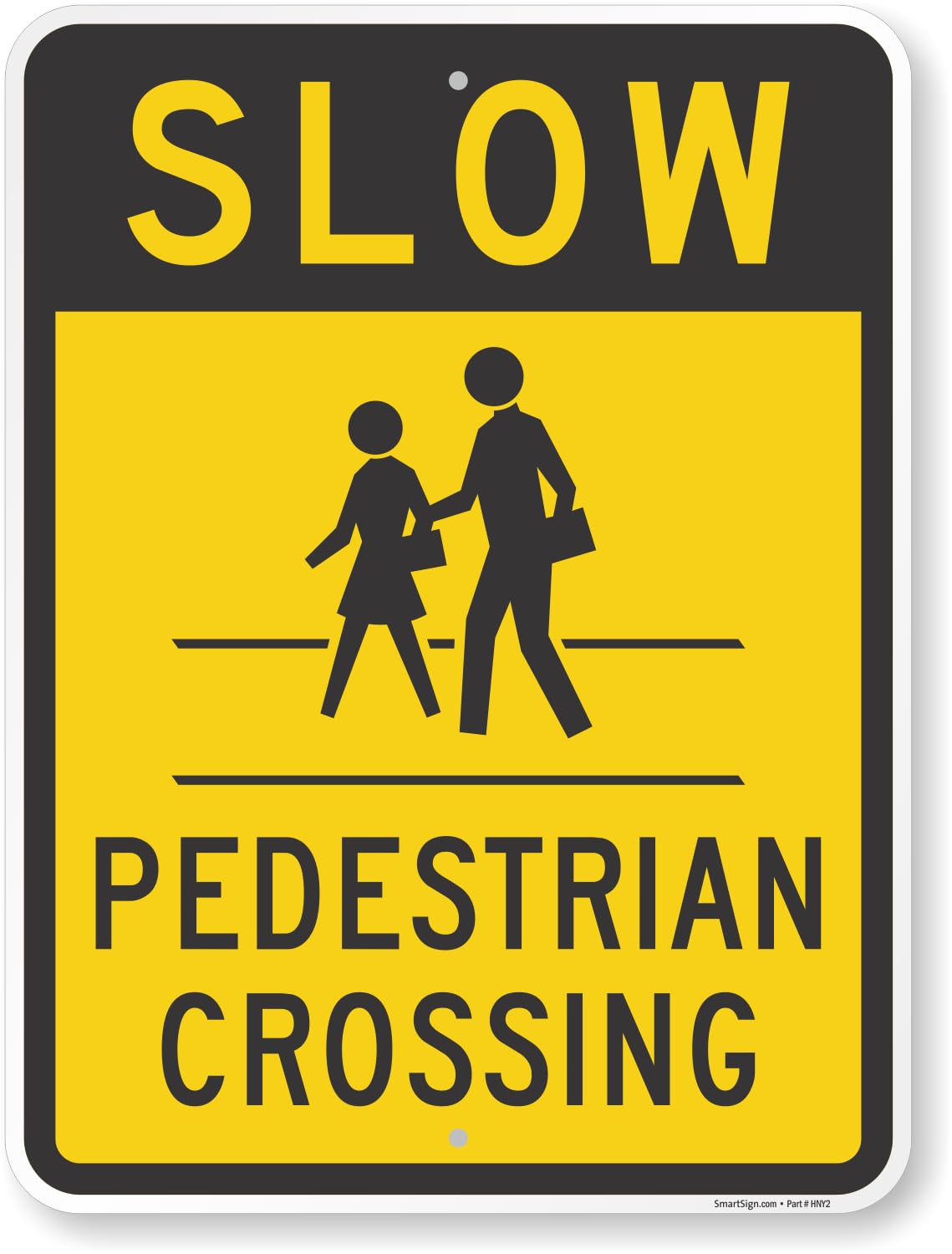 SmartSign Slow Pedestrian Crossing Sign with Symbol - 18" x 24", 120 mil Aluminum Composite (ACM) with Overcoat, Engineer Grade Reflective, Yellow and
