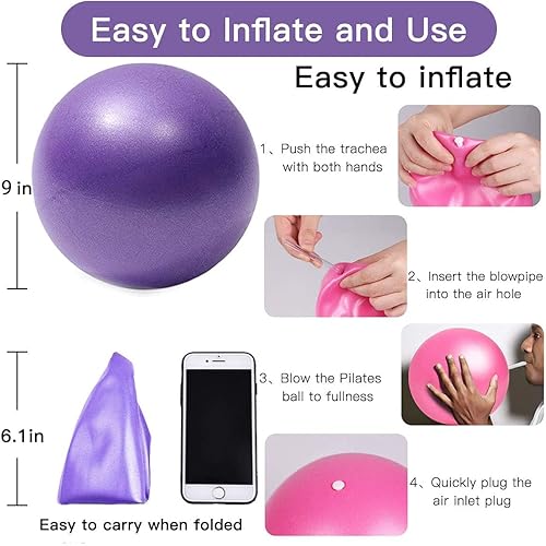 Miniatura 4 de Mini Yoga Balls 9 Inch Exercise Pilates Therapy Balance Micropore Ball Barre Equipment for Home Stability Training Physical Core Training