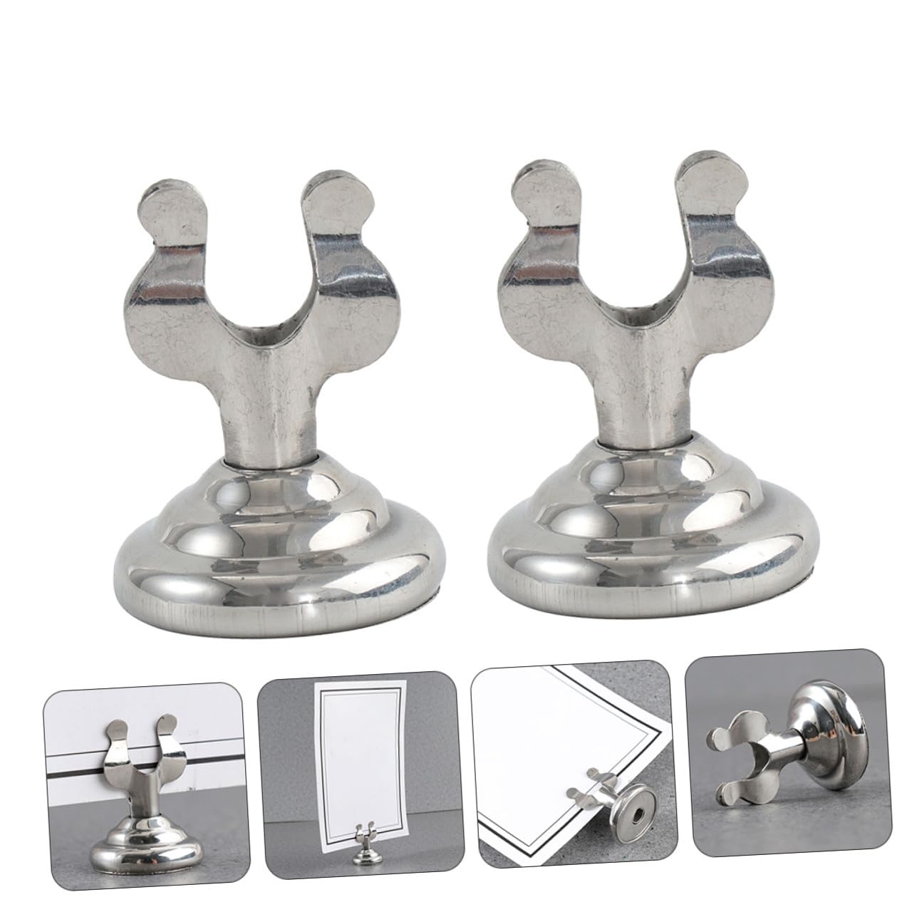 Porte-Cartes de Table Mariage 7 Pièces en Acier Inoxydable Argenté, Support Photo et Porte-numéros de U, pour Décoration de Bureau ou Maison