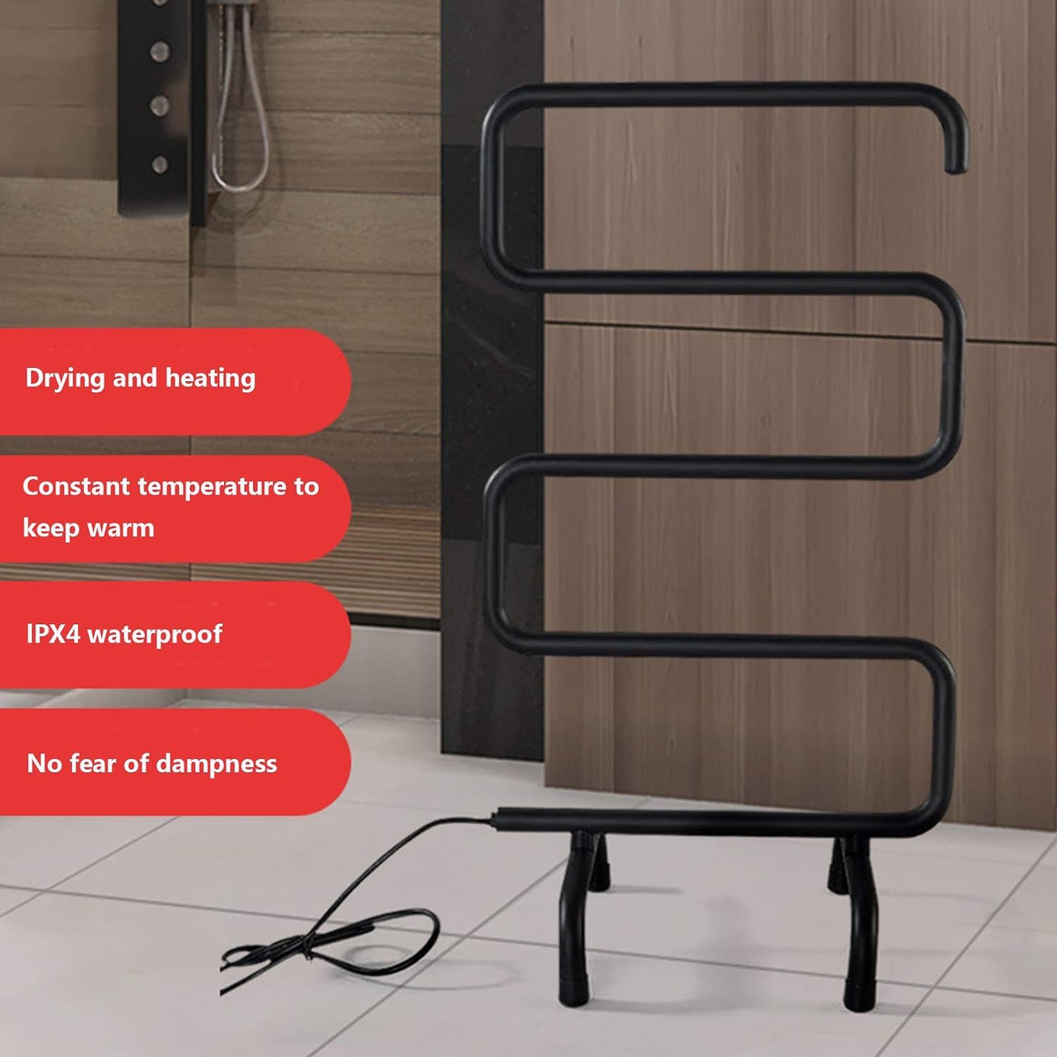Kompaktowy ręcznik elektryczny Ogrzewany stojak do suszenia stojaka na ścianę lub wolnostojący stal nierdzewna 85W Organizer łaźni Quick Dry Warm Ręczniki do domu
