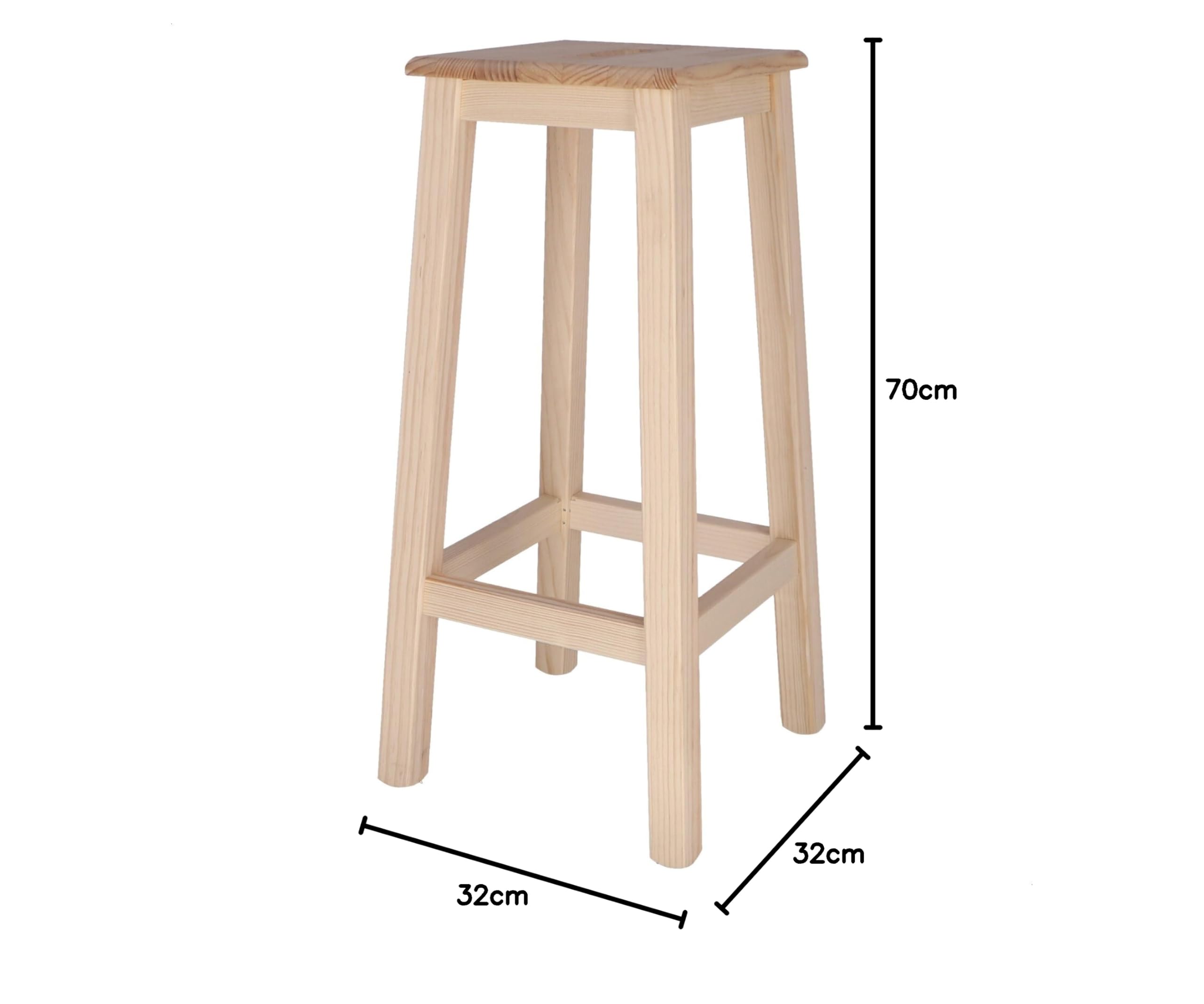 Aranaz Taburete de Madera de Pino, Alto 74 cms, Sin Barniz