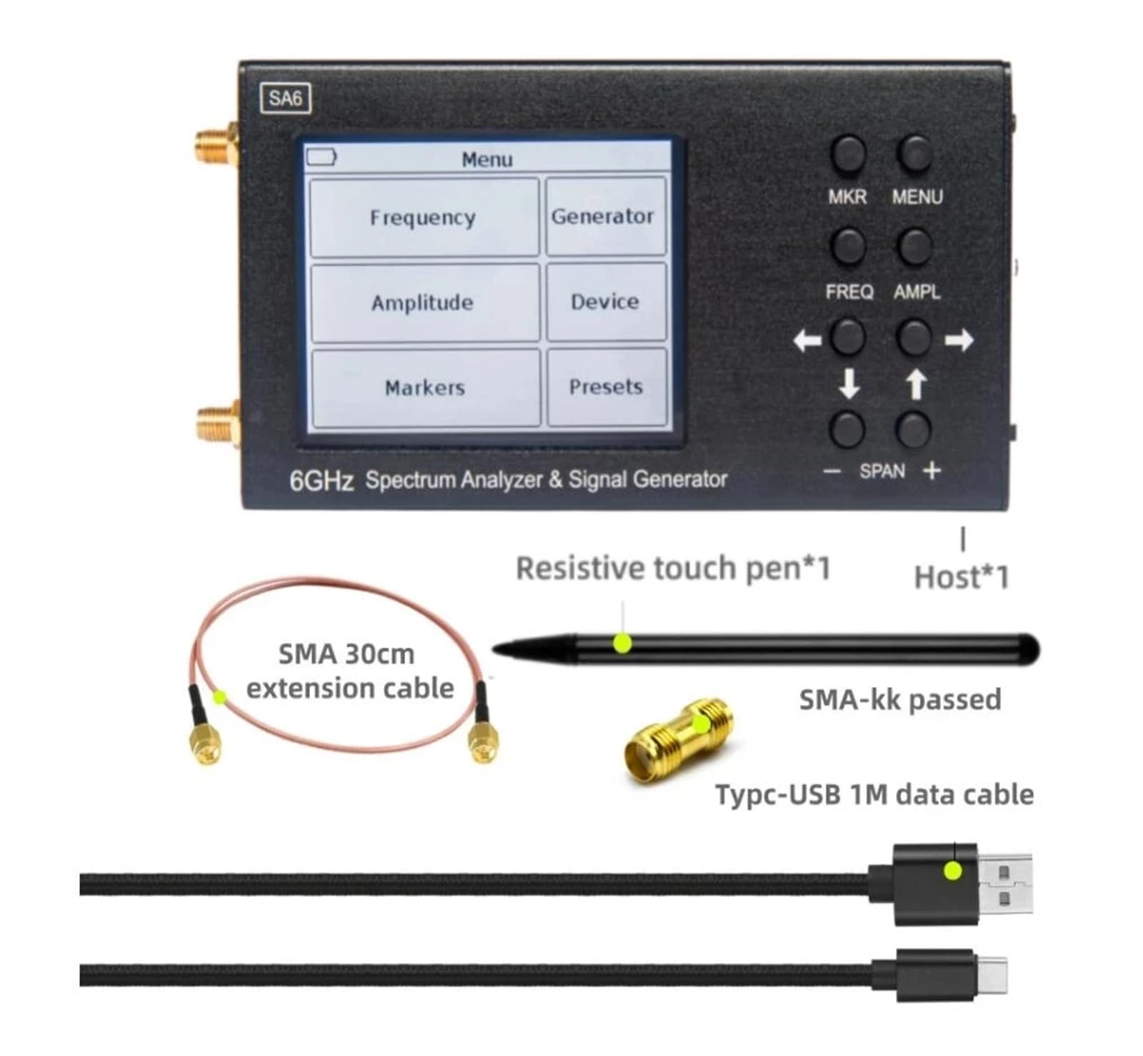 SA6 6GHz Portable Spectrum Analyzer Signal Genertor 3G 4G LTE CDMA DCS GSM GPRS