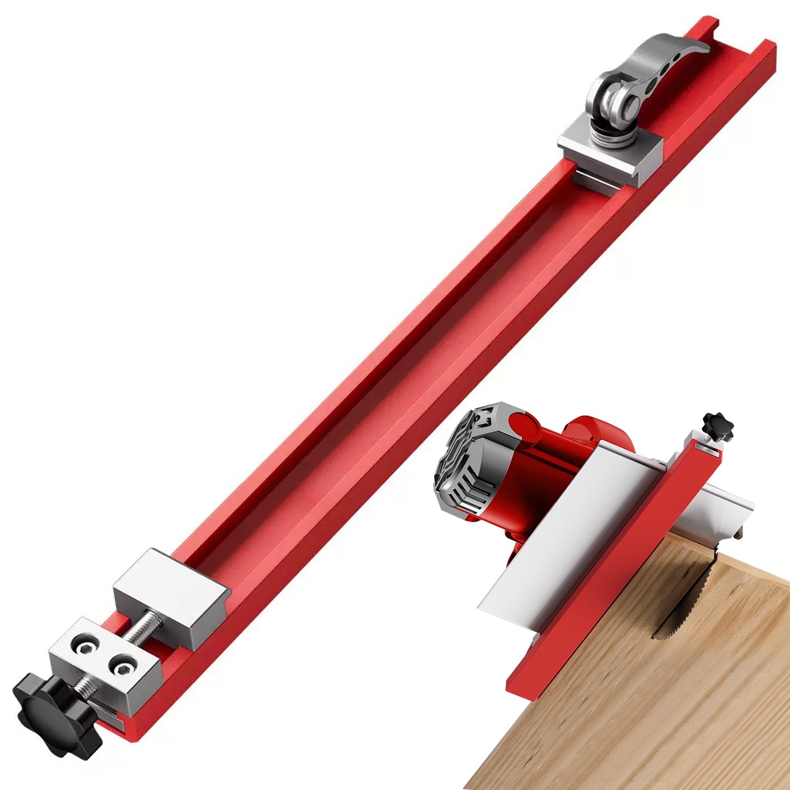 Keepduty Circular Saw Guide Rail Fits 12" Saw Base, Aluminum Alloy Adjustable Cutting Machine Base Guide for Woodworking, Electric Circular Guide