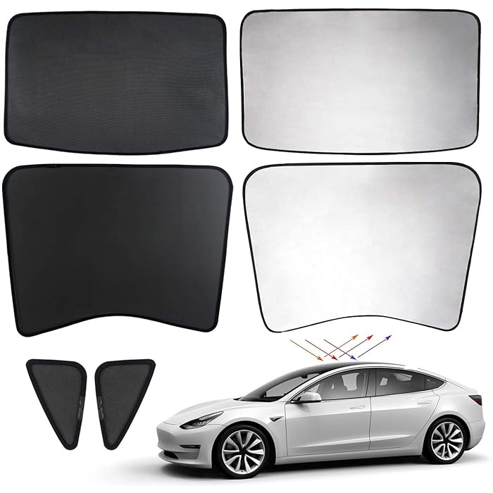 Buy Fit Tesla Model 3 Sun Shades Glass Roof Sunshade Sunroof Rear Window Sunshade Foldable for