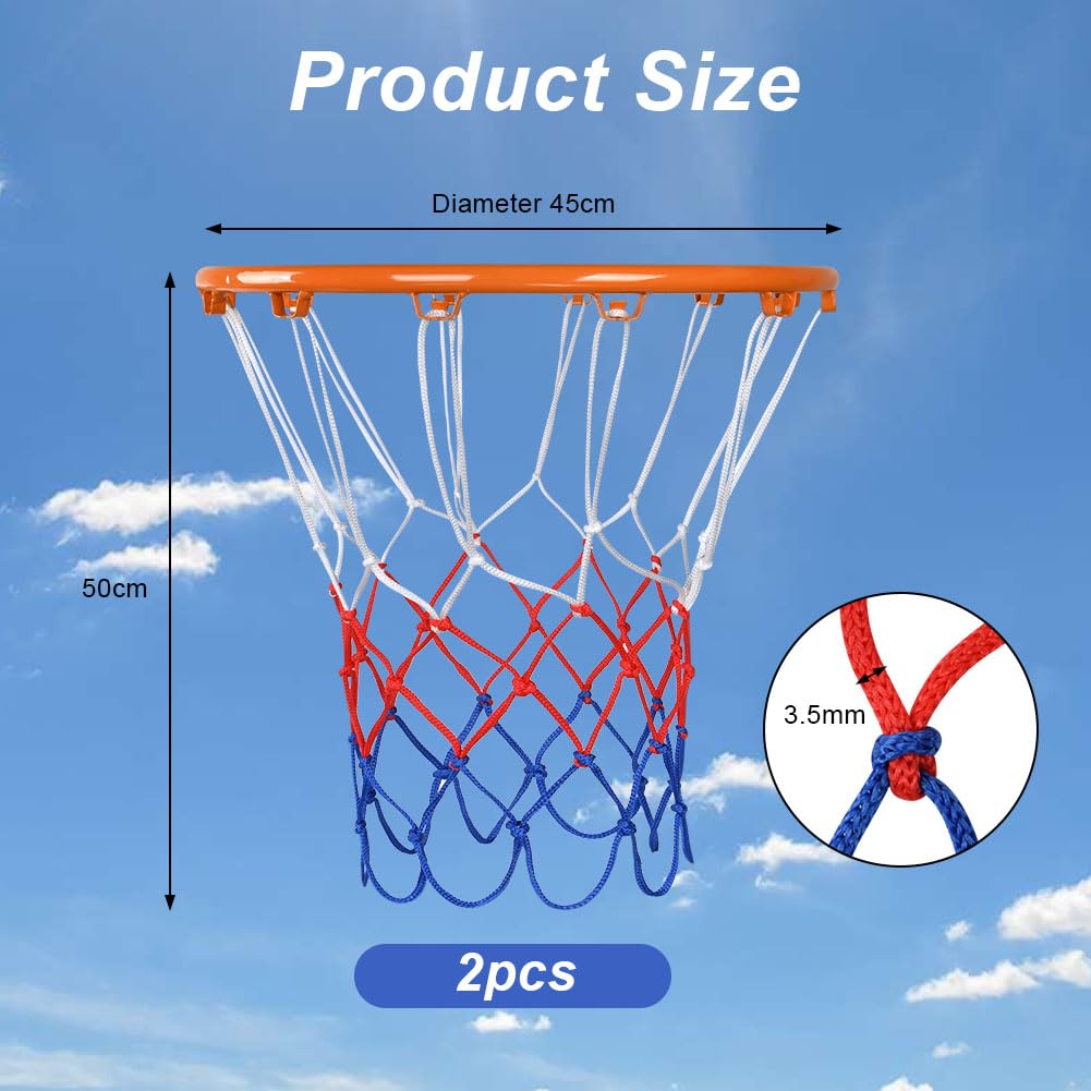 Flintronic Rete da Basket, Rete da Basket Resistente, Rete di Ricambio da Basket Professionale a 12 Anelli, Adatta per Basket, Interni, Esterni, Campi
