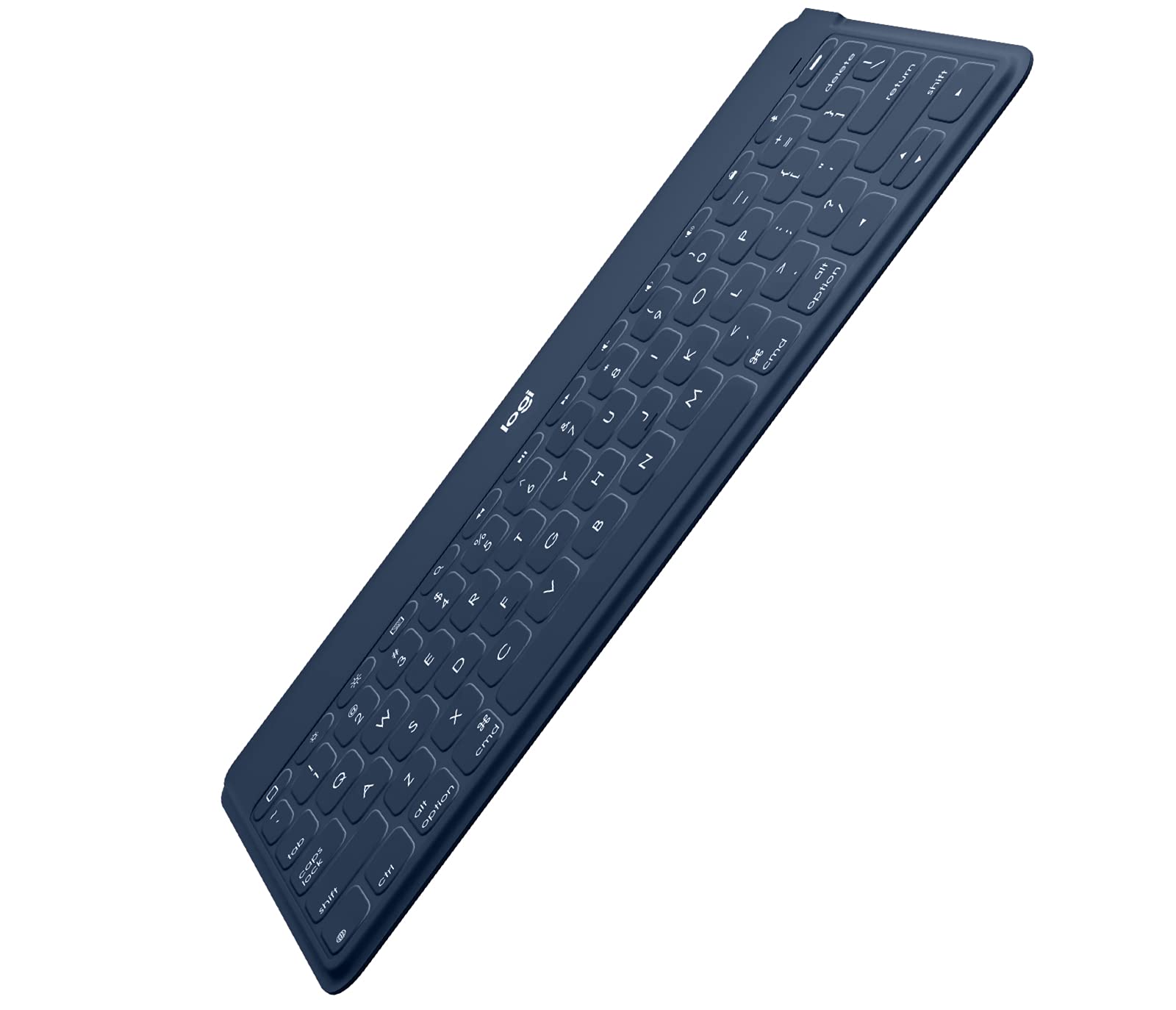 Keys-To-Go - Tastiera wireless Bluetooth per iPhone, iPad, smartphone, tablet, Windows, Apple TV, ultra sottile, ultra leggera, layout QWERTY UK, blu (rinnovata)
