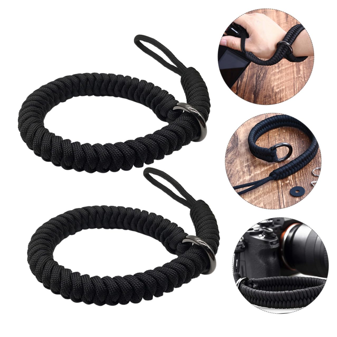 2 piezas Correa de Muñeca para Cámara Ajustable con Anillo Metálico de Liberación Rápida Resistente la Corrosión para Fotógrafos y Accesorios como Cámara de Acción Botella o