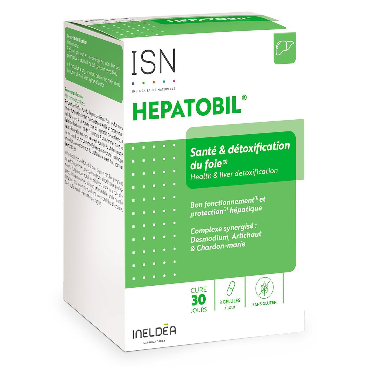 ISN - Hepatobil® - Complément alimentaire à base de plantes - Favorise la Détoxification du Foie - Contribue à Améliorer la Digestion - Cure 30 jours