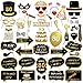 Produktbild Howaf 80. Geburtstag Photo Booth Props, 48pcs Lustige 80. Geburtstags Foto Requisiten Fotoaccessoires Schwarz Gold Schnurrbart Maske Hut auf Stick für Mann Frau 80. Geburtstag deko Party Zubehör