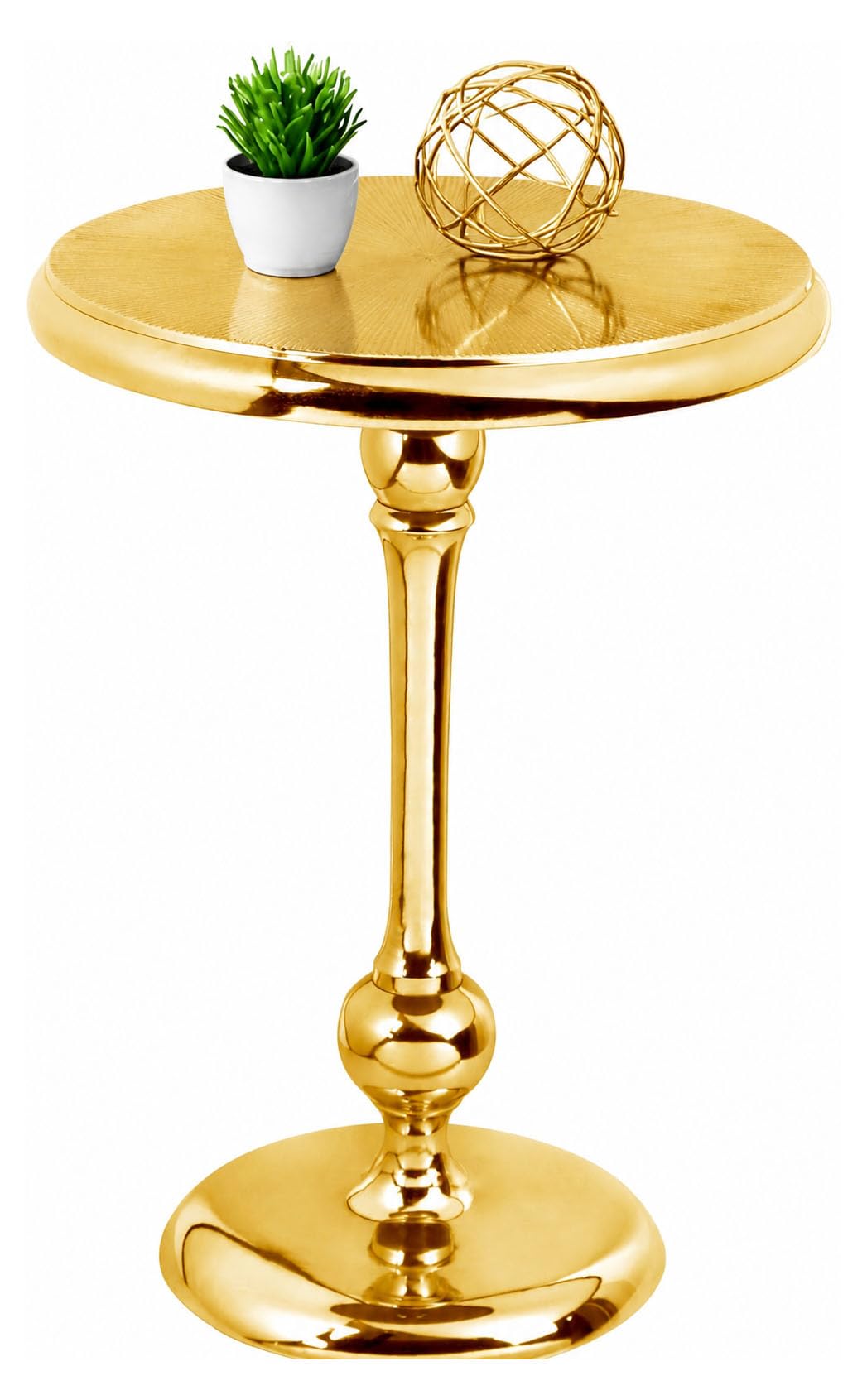 CLEENTABLE Gold Round Side Table, Metal Accent, 15" x 21"