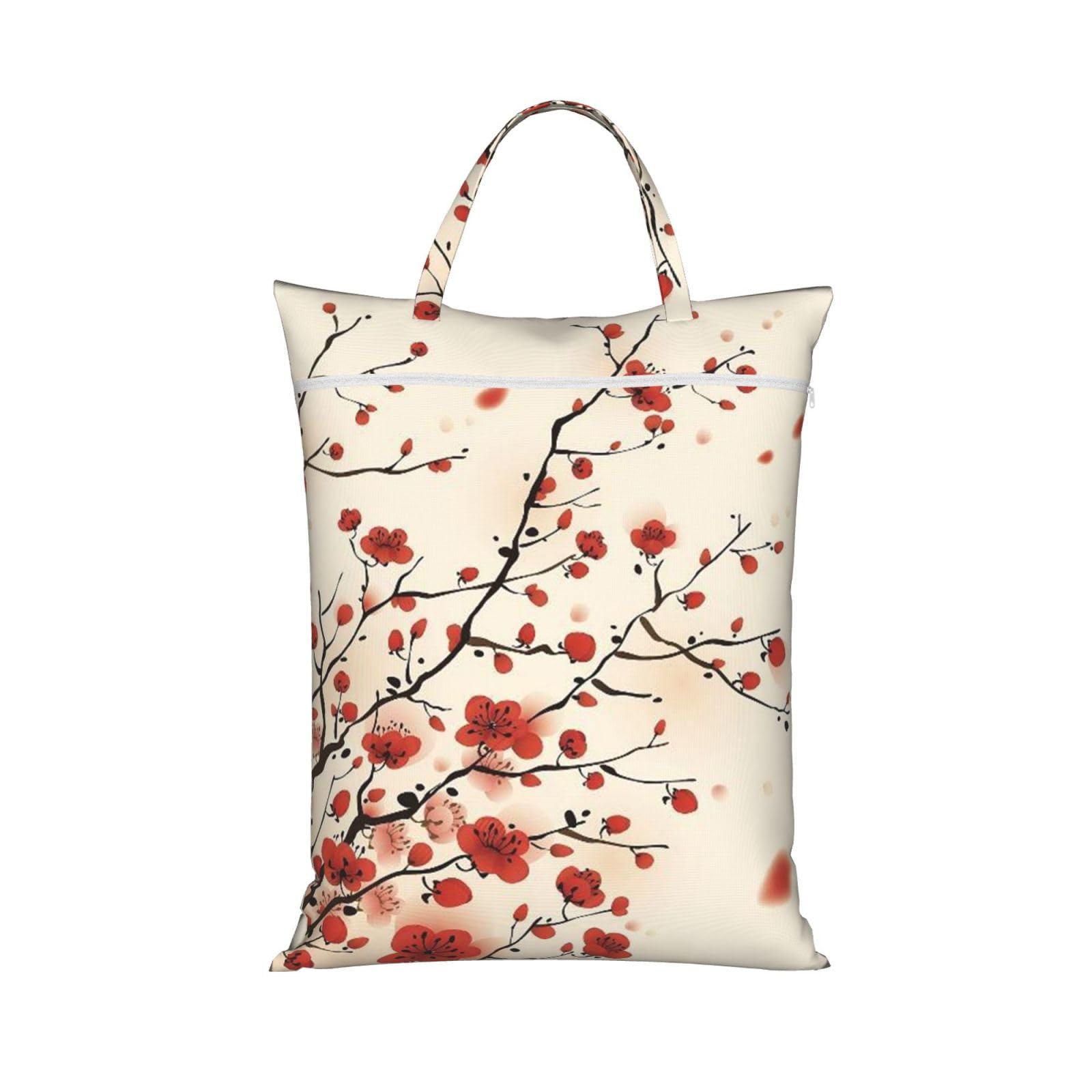 YFSGDLBN Japanese Spring Plum Floral printed Travel dirty laundry bag clothes pack Storage Basket Bag