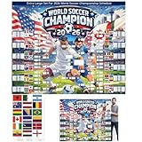Mascotwish World Cup 2026 Schedule Poster Bracket – 5.2ft x 4.1ft Large Soccer Tournament Wall Chart with Flag Stickers, Vinyl Match Tracker for World Soccer Championship 2026 Party Decor (Gold)