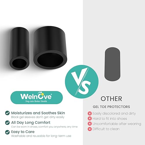 Miniatura 2 de Welnove Protectores de dedos  Paquete de 12 fundas de silicona para dedos de martillo, callos, ampollas, protectores de gel suave para aliviar el